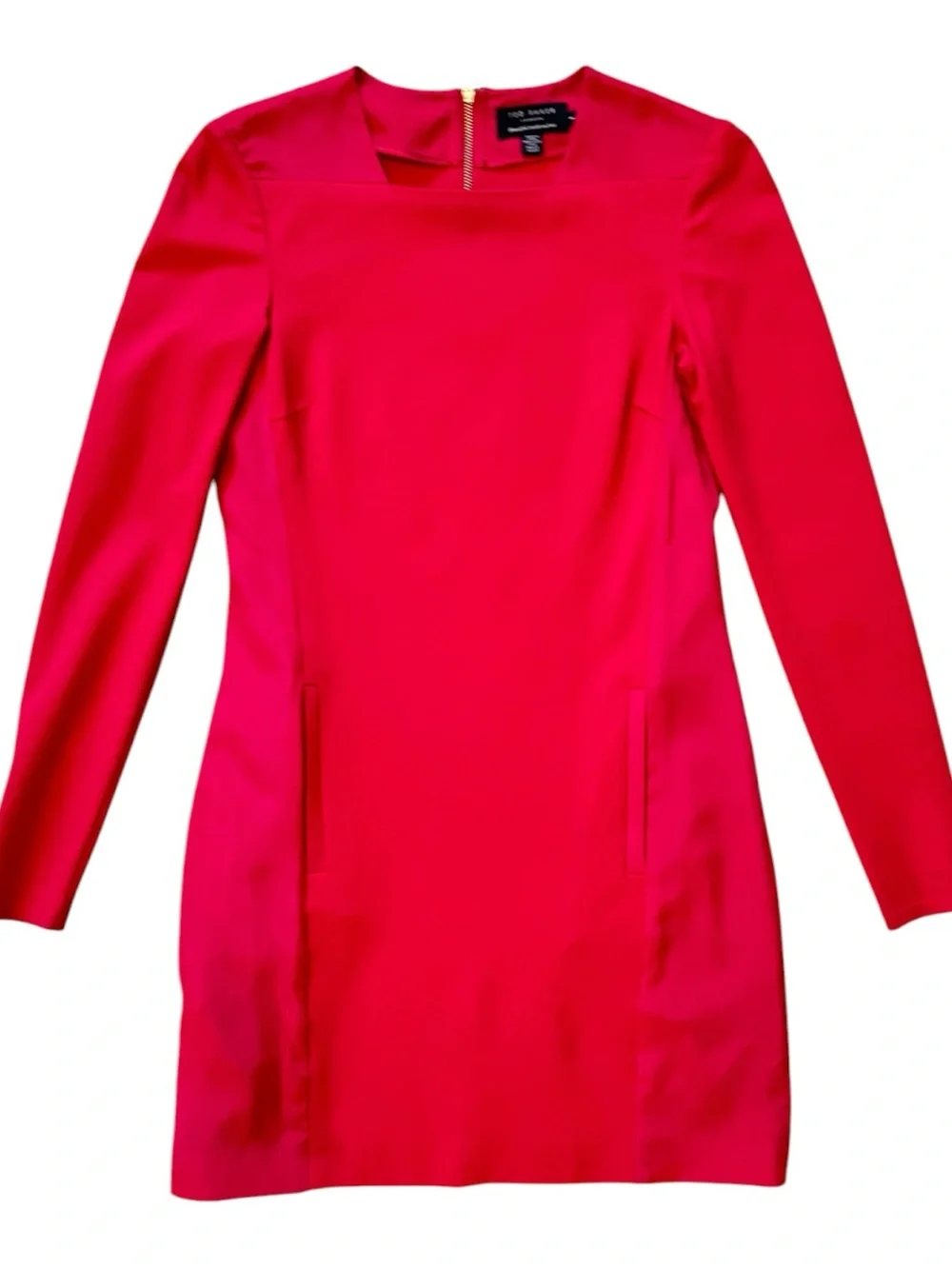 Ted Baker Red Long Sleeve Sheath Dress